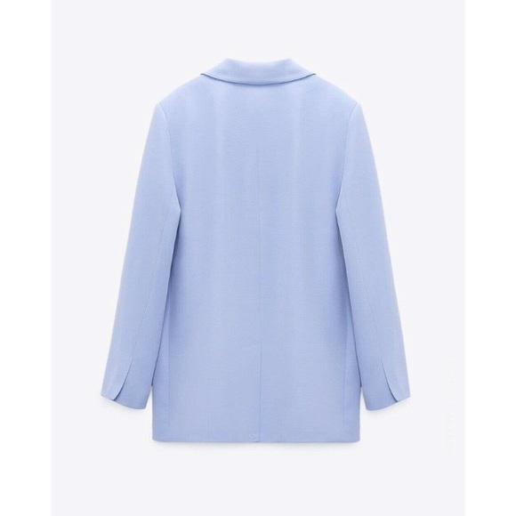 NWT Zara Oversize Straight Cut Blue Blazer Pockets Medium - Picture 10 of 16